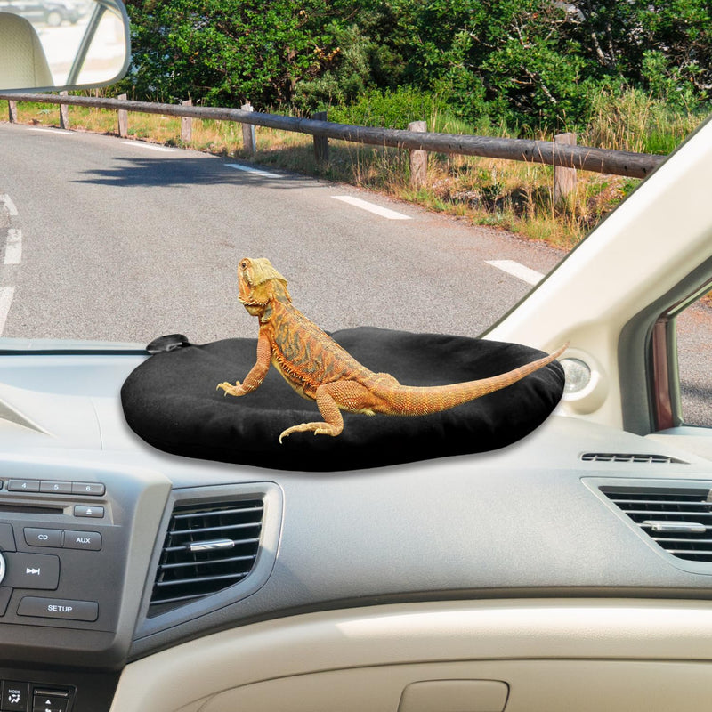 Bearded Dragon Bed Soft Mat with Suction Cup Bearded Dragon Sleep Cushion Washable for Travel Reptile Tank Accessories Small Animal Carrier for Lizard Leopard Gecko (Black) Black - PawsPlanet Australia