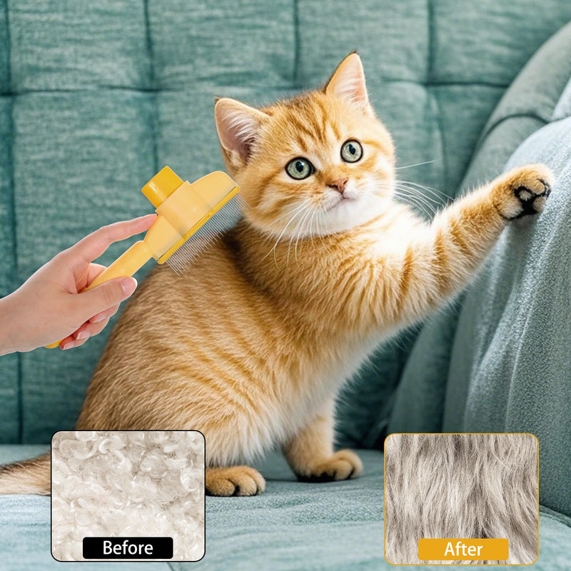 Flea Comb for Dogs and Cats with Release Button, 2PCS Comfort safety Pet Hair Removal Comb & Flea Combs with Long & Short Stainless Steel Metal Teeth for Short/Long Hair - PawsPlanet Australia