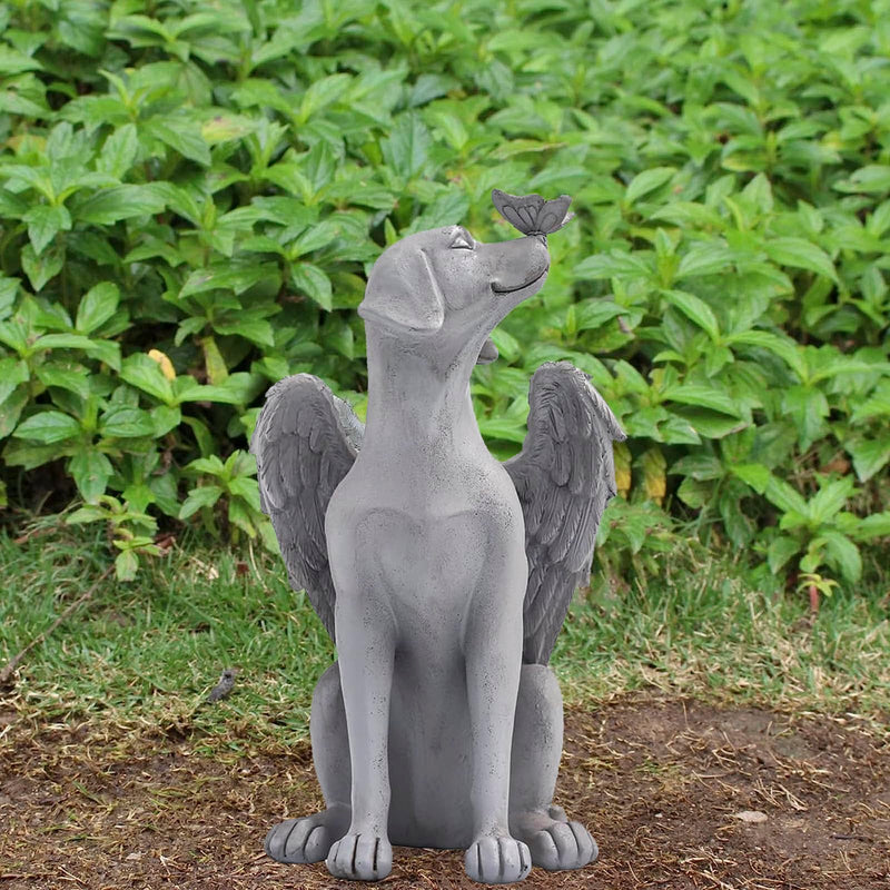 Dog Angel Figurine Memorial Pet Puppy Dog Butterfly Stone Statue with Wings Garden Grave Monument Marker Decor Polyresin Dog Angel Figures Statue Tombstone Sculpture Ornament Loss of Dog Sympathy Gift Grey, Angel Dog - PawsPlanet Australia