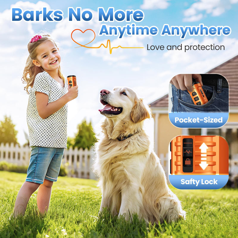 Dog Bark Deterrent Device 3X Anti Barking Device for Dogs, 5 Modes Stop Neighbors Dog Barks No More Safe for All Dogs 50FT Bark Control Indoor Outdoor with Flashlight,Dog Training Device Orange - PawsPlanet Australia