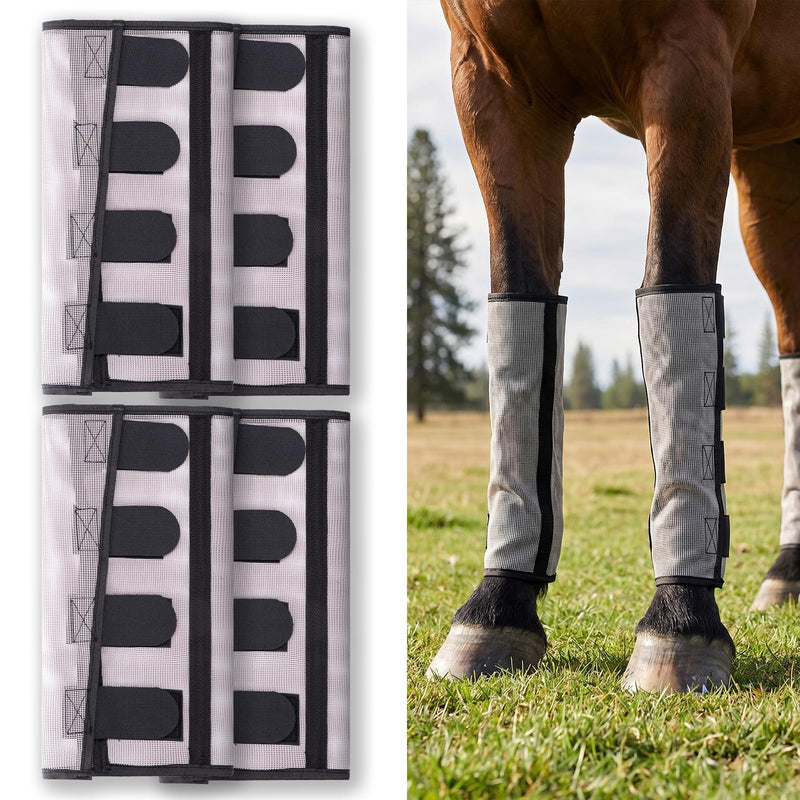 Fly Boots for Horses Set of Four Adjustable Loose Fitting Leggings for Horses Breathable Plastic Mesh Leg Protection, Reduce Stressful Stomping and Fatigue