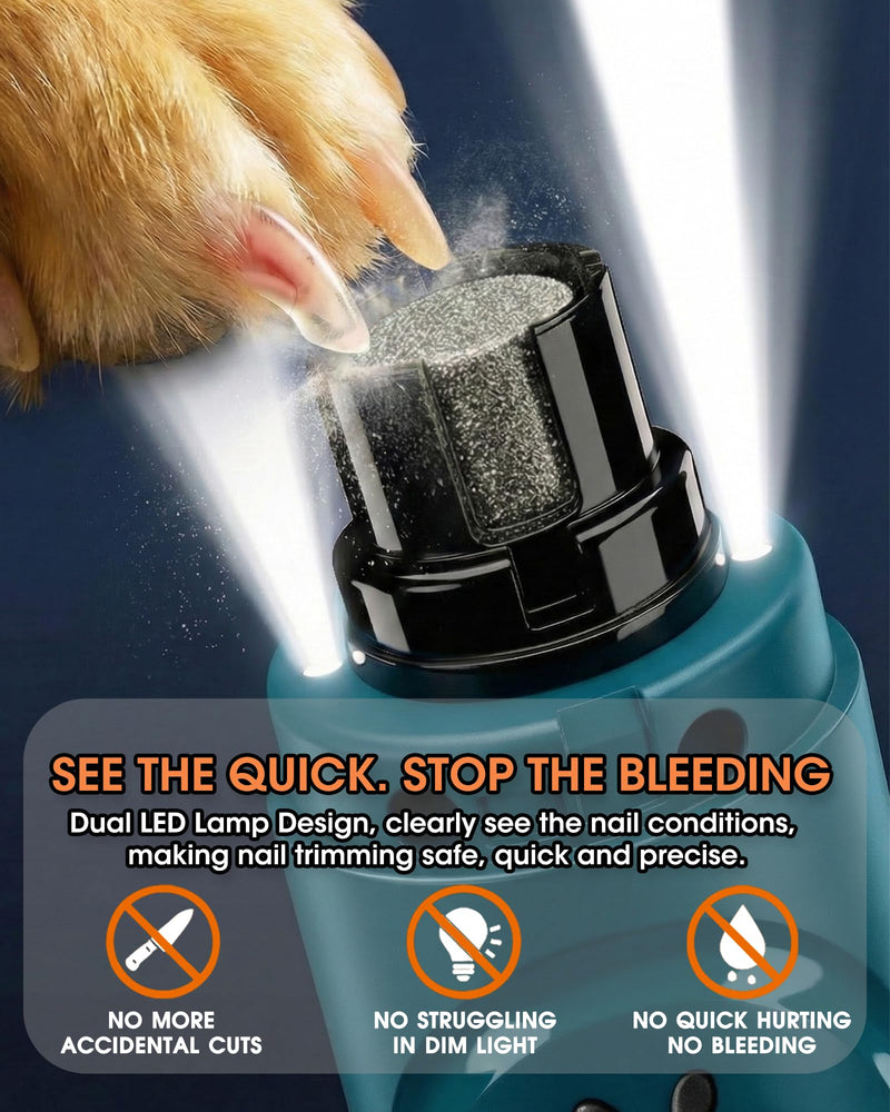 YABIFE Dog Nail Trimmers and Dog Nail Clippers Kit, Whisper Quiet Electric Grinder with Light, for Small, Medium, Large Dogs, Cats Toenail Grooming, 3 Speeds A-Blue - PawsPlanet Australia