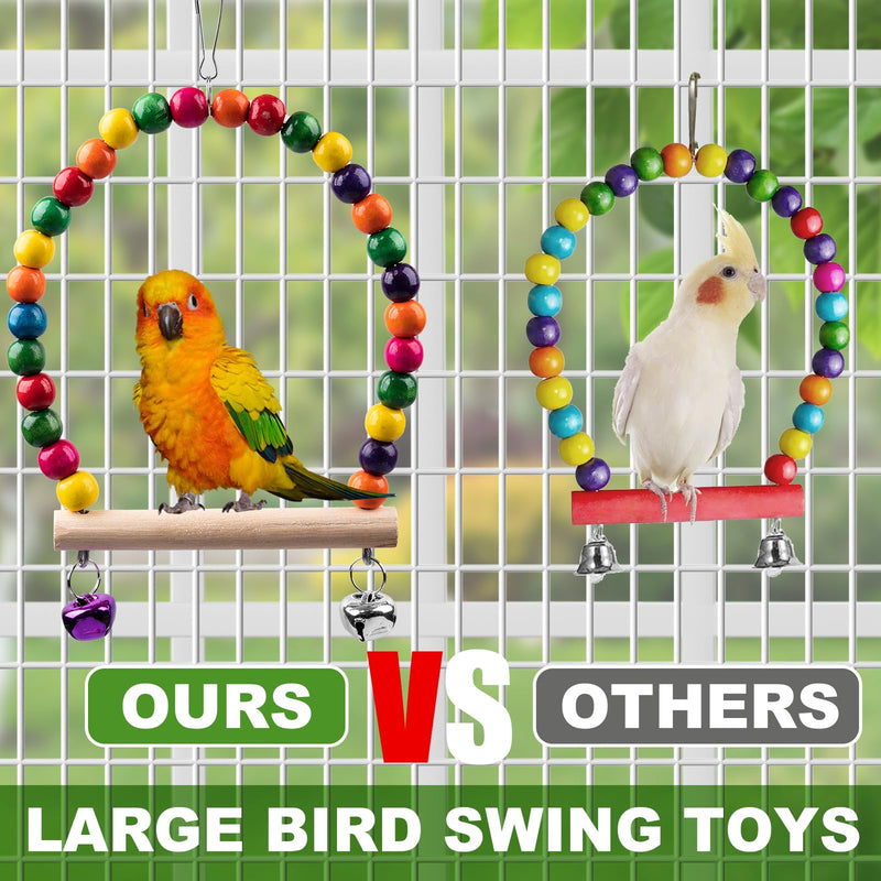 Bird Toys for Parakeets 7Pcs, Wood Parrots Toys Budgie Toys for Bird Cage Accessories, Bird Perch Swings for Small Birds Toys, Conure Cockatiel Toys, Bird Ladder Swing for Parakeets Climbing 18'' - PawsPlanet Australia
