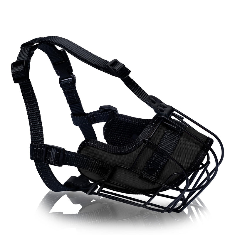 OOPSDOGGY Metal Dog Muzzle for Large Dog, Adjustable Brethable Wire Basket for Rottweiler to Prevent Biting Chewing (Black) Black