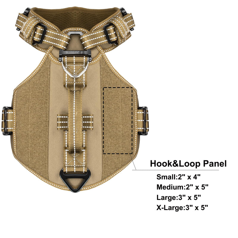 ICEFANG GN8 Tactical Dog Harness with 4X Metal Buckles for Medium Sized Dogs,Reflective in Training Walking K9 Vest,No-Pull Front Leash Clip,Adjustable Pet Harness (Brown, Medium (Pack of 1)) Medium (Pack of 1) Brown - PawsPlanet Australia