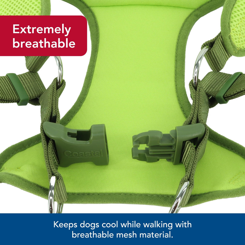 Coastal Pet Comfort Soft Wrap Adjustable Dog Harness - Comfortable Harness for Dog - Adjustable Fit - Easy Step-in Design - Breathable Fabric Mesh - Lime, 3/8" x 11"-13" 3/8" x 11"-13" (Pack of 1) - PawsPlanet Australia