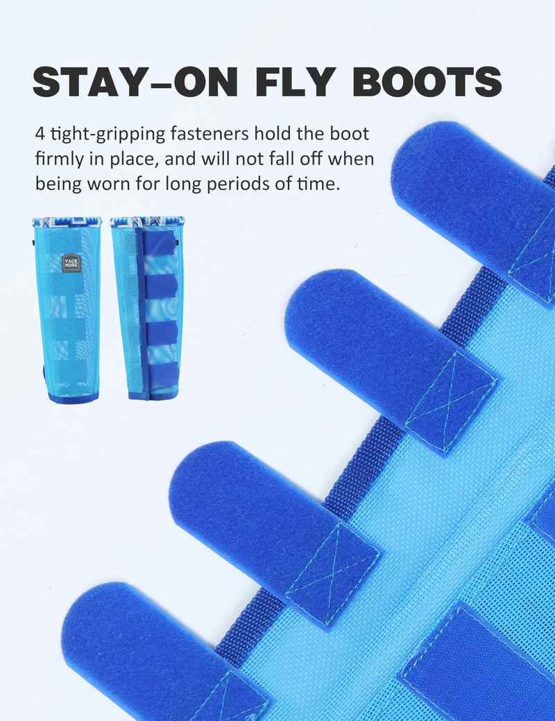 Tackmore Horse Fly Boots with Patterned Fleece Trim, Reduce Rubbing Fly Boots of 4 Summer Protective Leg Boots L Cool Blue - PawsPlanet Australia