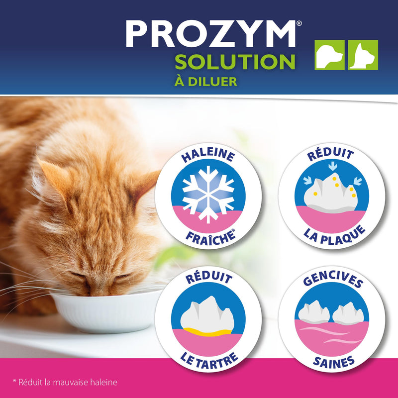 Prozym - Dental solution for dilution for dogs and cats - N°1 for veterinarians - Fresh breath - Anti-plaque - Healthy gums