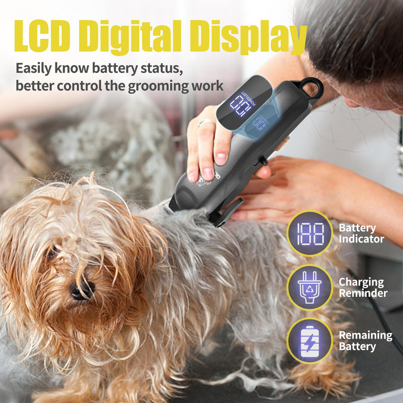 Dog Clippers for Grooming,Dog Grooming Kit for Heavy Thick Hair&Coats/Low Noise Rechargeable Cordless Pet Shaver with Paw Trimmer Nail Grinder/Hair Trimmer for Small & Large Cats Black - PawsPlanet Australia