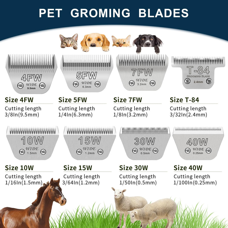 7FW Wide Pet Dog Grooming Detachable Blades,Compatible with Andis,Oster A5,Wahl KM10 Clippers,Cut Length 1/8"(3.2mm) 7fw - PawsPlanet Australia