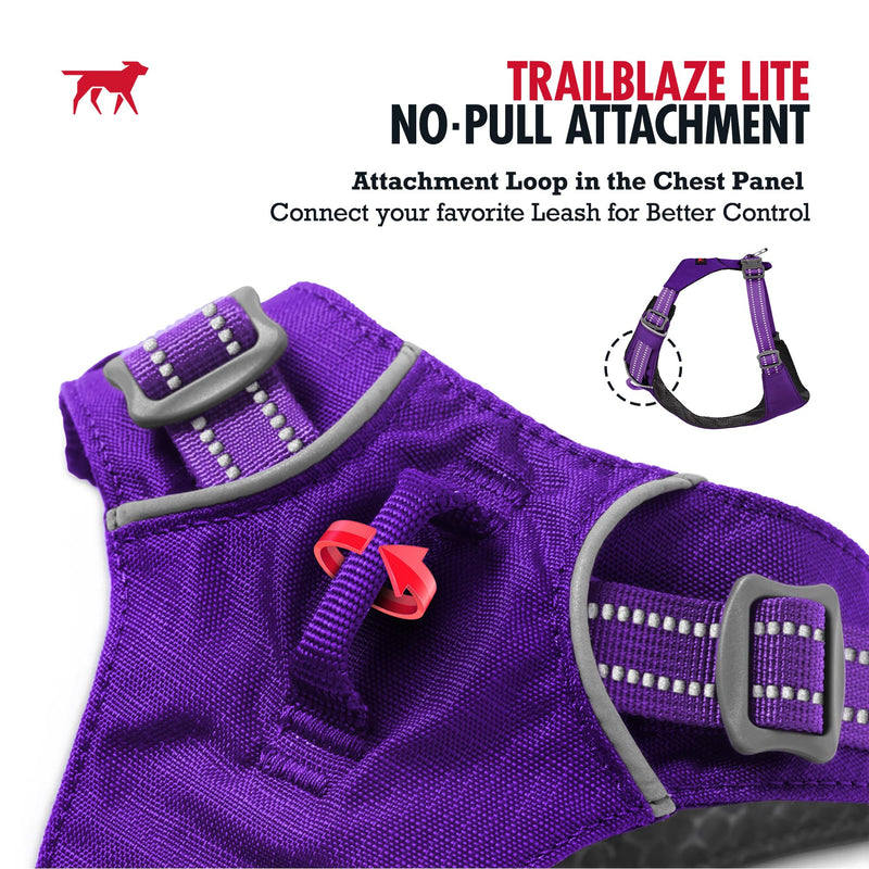 Tuff Pupper All-Day Wear Dog Harness | for Walking, Trail Running, Hiking | Front & Back Leash Clips | Reflective Trim | Easy On/Off Buckles | Lightweight Breathable | No Pull Design (Medium, Purple) Medium Deep Purple - PawsPlanet Australia