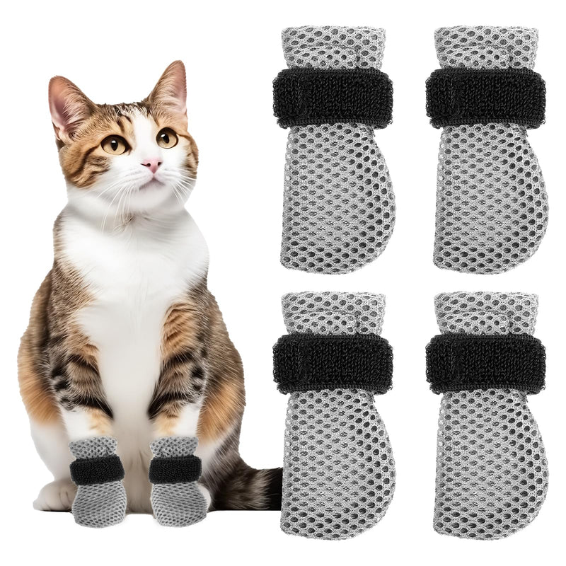 4 Pcs Cat Boots Anti Scratch Mittens Gloves Adjustable Cat Claw Protectors Foot Covers Mesh Breathable Cats Shoes to Prevent Scratching for Pet Bathing Feeding Cutting Nail Trimming - PawsPlanet Australia