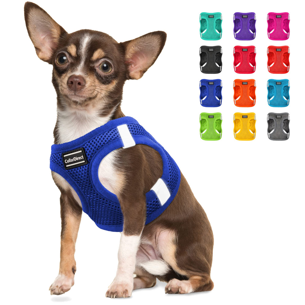 CollarDirect Step-in Reflective Dog Harness - Any Weather Air Mesh for Small and Medium Dogs Easy to Put On and Off (Size XS, Dark Blue)