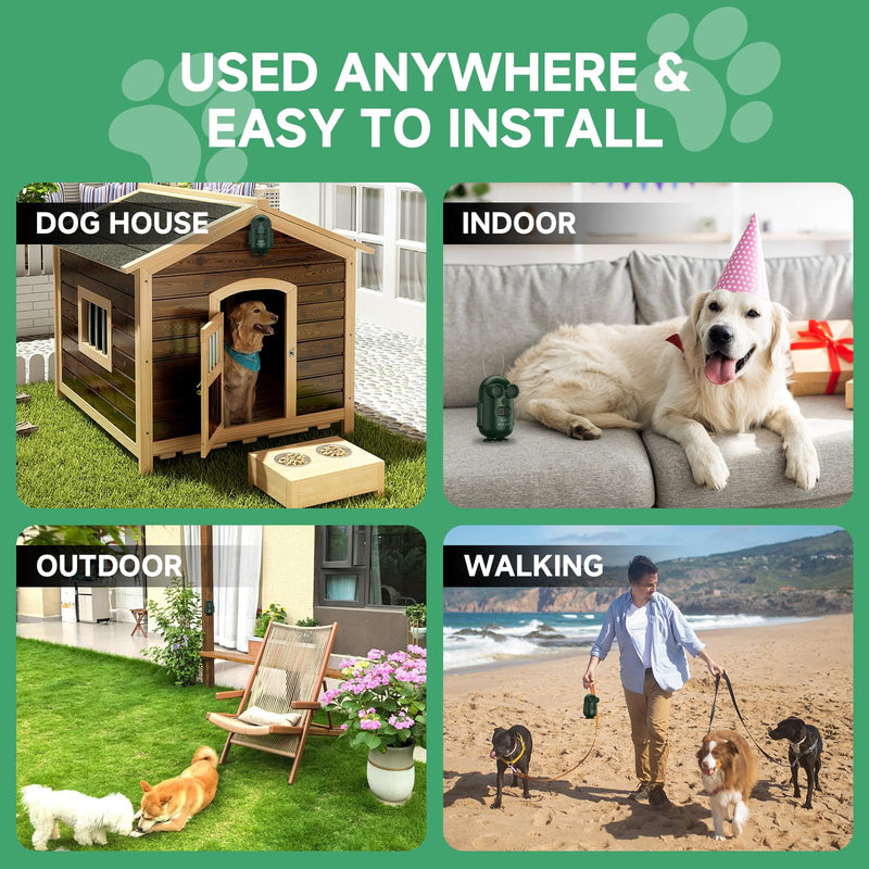 BOKKY 2 Pack Dog Bark Deterrent Devices in 3 Adjustable Modes Convertible Waterproof Anti Barking Silencer for Dog - Ideal for Outdoor and Indoor(Green) 2PACK-GREEN