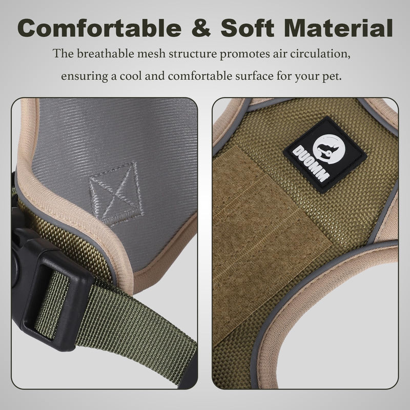 No-Pull Dog Harness for Small & Medium Dogs, Reflective Adjustable Vest with 2 Leash Attachment Points, Padded Handle for Easy Walking, Training & Outdoor Control (Khaki, S) khaki - PawsPlanet Australia