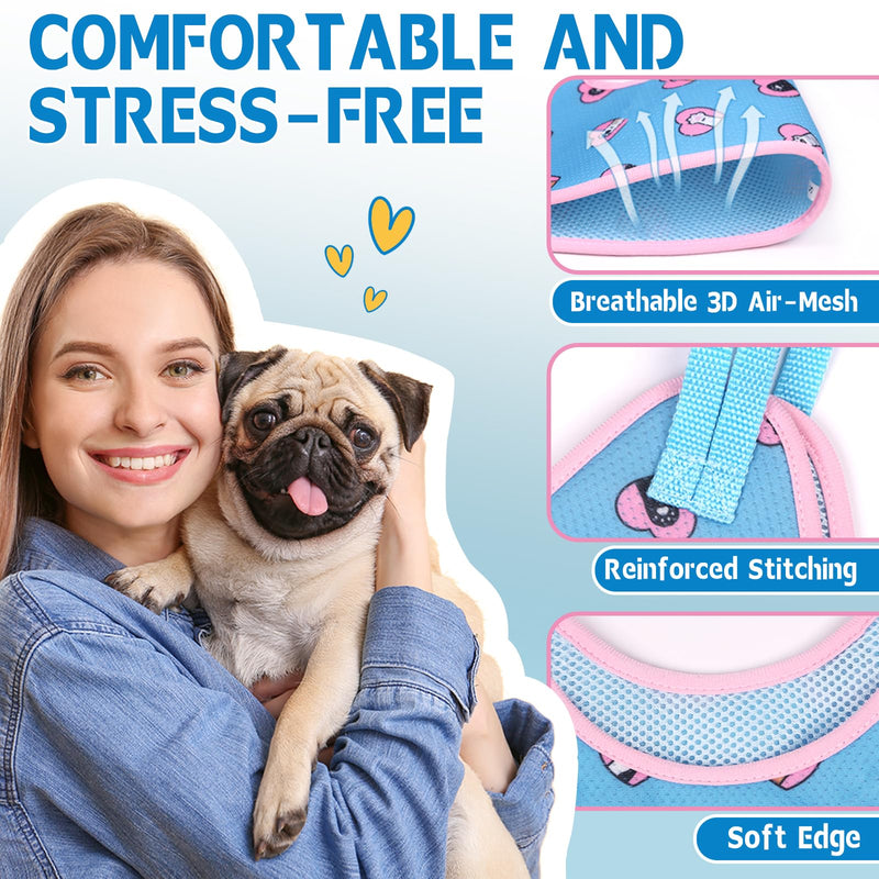 Supet Dog Grooming Hammock Harness for Dogs Cats, Relaxation Pet Nail Clipper Hammock, Restraint Dog & Medium Animal Leashes Sling for Groomingk for Nail Trimming (Blue-Love, M) M（ Max 48 Lb：Leg space: 6.3"-13.5"） Blue-love