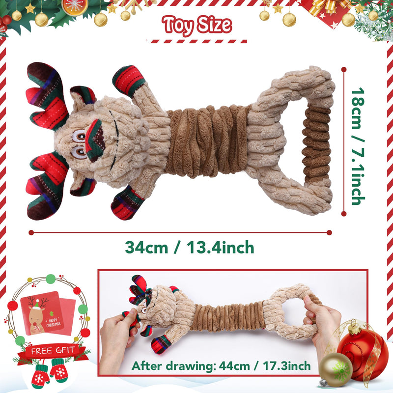 Dog Toys with Squeaker, Plush Stuffed Animals Toys for Aggressive Chewers, Cute Squeak Toys for Large Medium Small Dogs, Interactive Dog Chew Toys, Durable Plush Dog Toys for Puppy Teething Rally Elk - PawsPlanet Australia