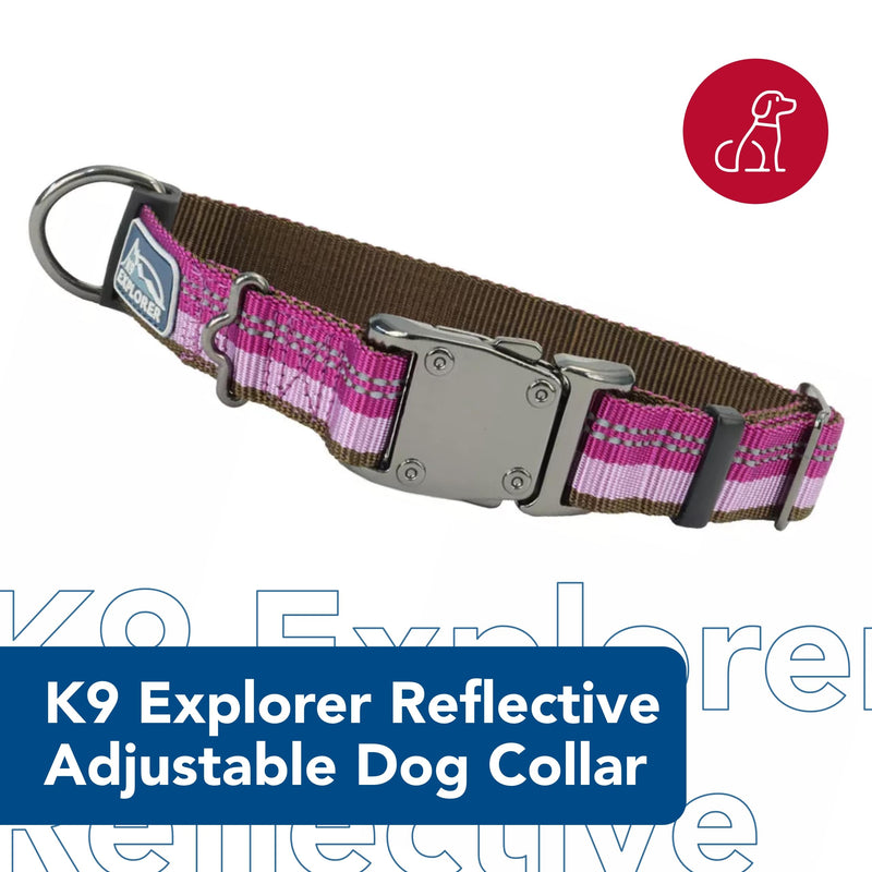 Coastal Pet K9 Explorer Reflective Adjustable Dog Collar - Comfortable Collar for The Outdoors - Durable, Lightweight Accessory with Side-Release Buckle - Orchid, 5/8" x 8-12" 5/8" x 08"-12" (Pack of 1) - PawsPlanet Australia