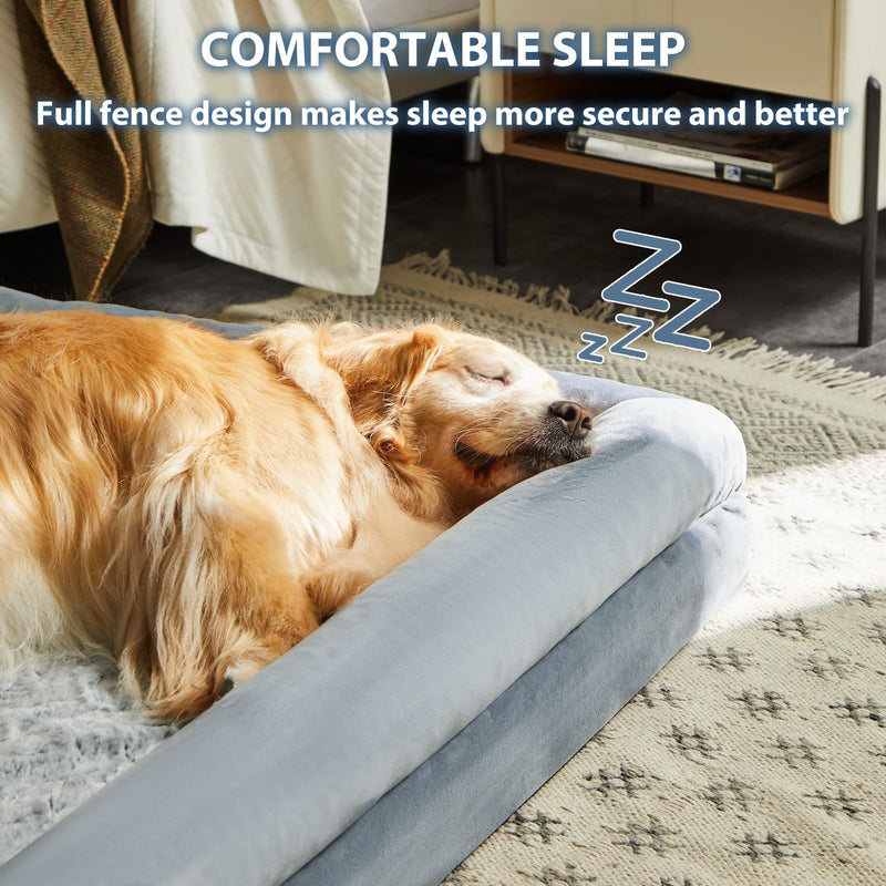 WNPETHOME XL Extra Large Dog Bed, Washable Dog Couch with Removable Waterproof Cover, Orthopedic Large Pet Sofa Bed with Bolster Sides for Sleeping Grey X-L (41x28x7in) - PawsPlanet Australia
