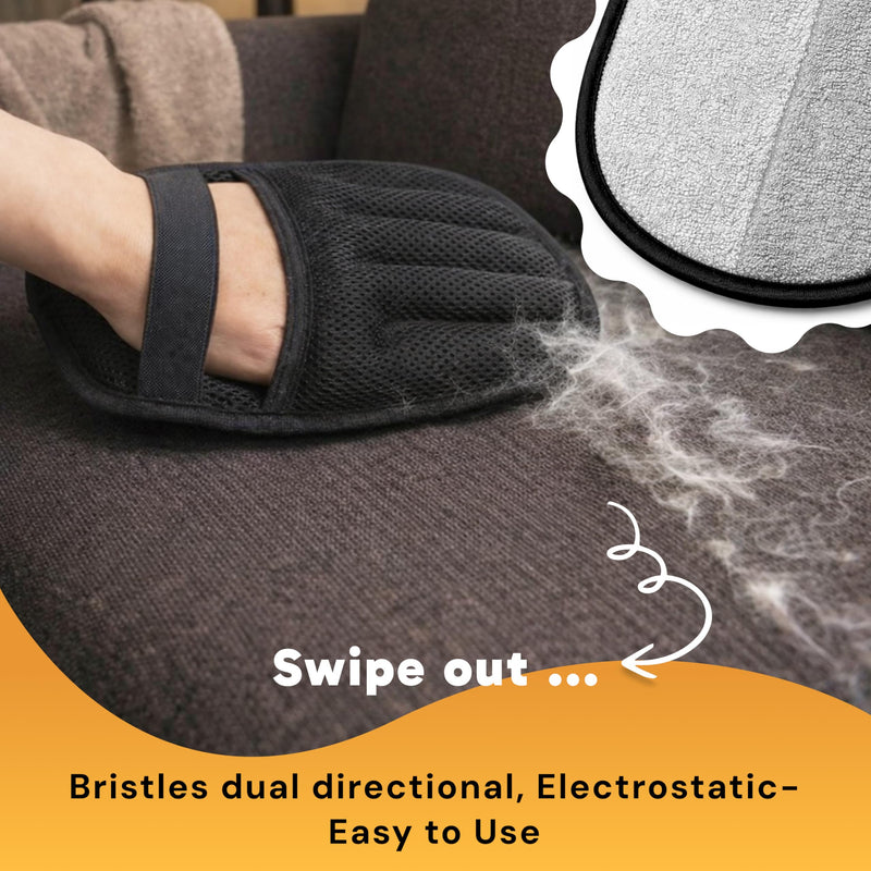 Pet Hair Removal Glove for Dogs & Cats - Upgraded Reusable Electrostatic Pet Hair Glove, Pet Hair Remover Tool for Laundry, Couch, Carpet & Car Seat, Gentle Grooming Mitt - PawsPlanet Australia