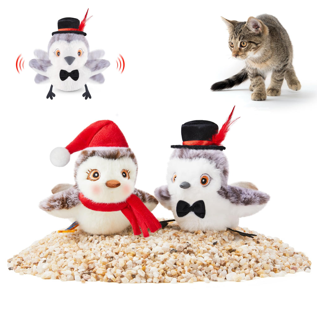 Potaroma 2 Pcs Flapping Sandpiper Pair-Mate, Lifelike Cat Toys Birds Chirp, Chargeable Touch Activated Kitten Toy Interactive Cat Kicker Exercise, Catnip Toys for All Breeds Sandpiper Couple