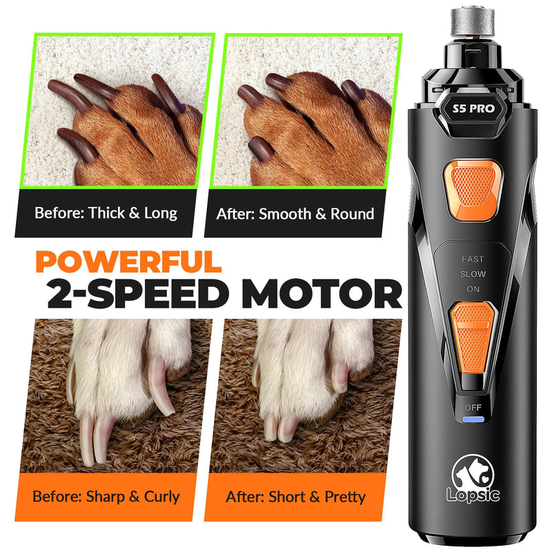 Dog Nail Grinder with 2 LED Lights Powerful 2-Speed Dog Nail Trimmers with 3 Grinding Wheels Super Quiet Rechargeable Pet Dog Nail Clippers Kit for Large Medium Dogs Cats Small Animal Nail Care 🟪🟪🟪Whisper Quiet-Black🟪🟪🟪 - PawsPlanet Australia
