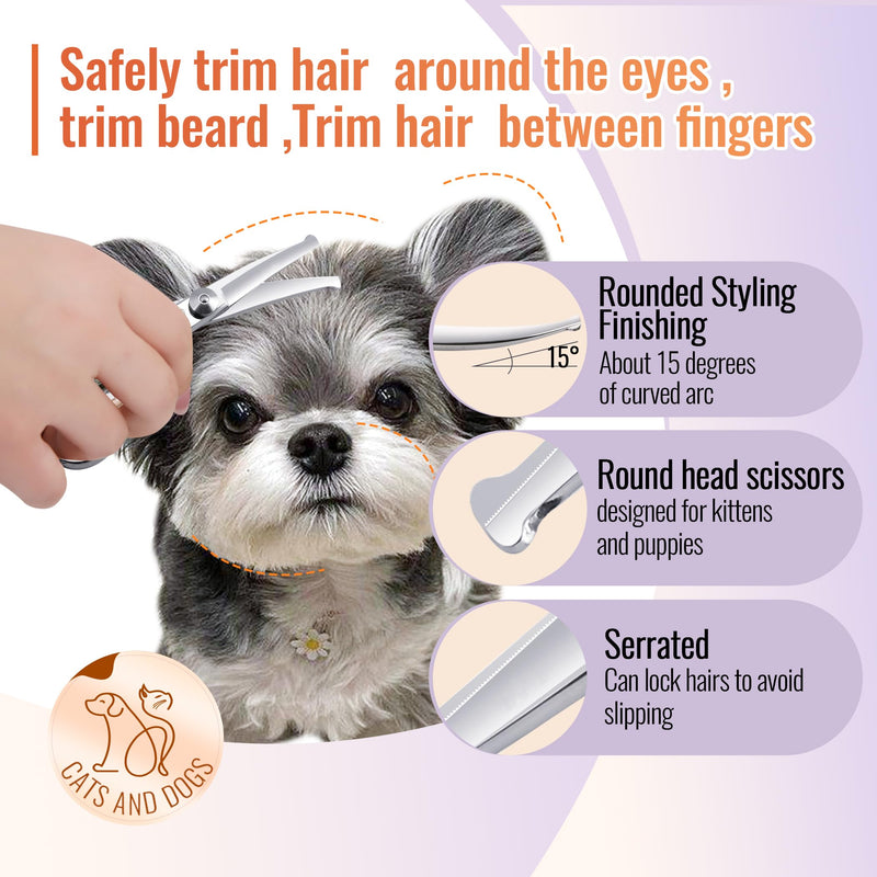 Dog Grooming Scissors: 4.75" Pet Curved Shears Made Of Advanced Stainless Steel Alloy for Trimming Dogs Cats and Other Pets Face and Paws 4.75" - PawsPlanet Australia