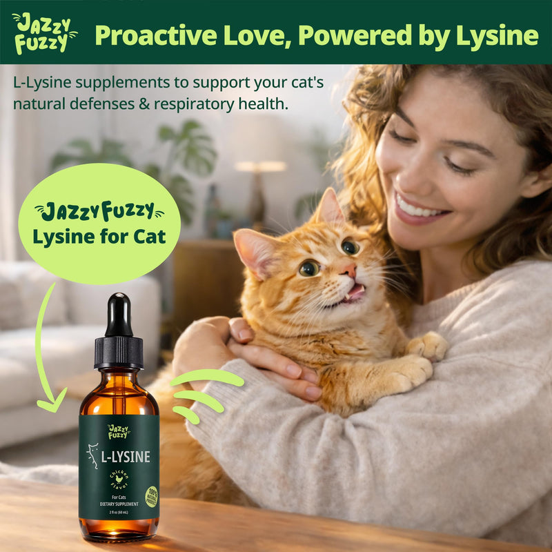 L-Lysine for Cats Liquid Drops, Immune, Respiratory & Eye Support, with Taurine and B Vitamins, Chicken Flavor, Easy to Mix for Kittens & Adult Cats, 60 mL