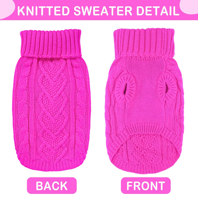 Small Dog Sweater Knitted Dog Sweaters for Small Dogs Girl Winter Puppy Clothes Turtleneck Dog Sweater Cute Dog Clothes Outfit for Chihuahua Classic Solid Dog Knitwear Pet Cat Sweater (Rose, Small) Rose - PawsPlanet Australia