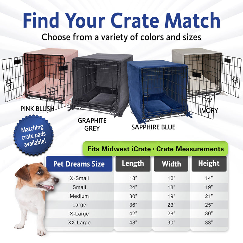 Pet Dreams Dog Crate Cover – Small to Extra Large Dog Kennel Covers, Breathable Single Door Soft Cage Covers for Dog Crates, Great for Dog Crate Training (Ivory, 30 inches) Ivory Open Front 30.0"L x 19.0"W x 21.0"H - PawsPlanet Australia
