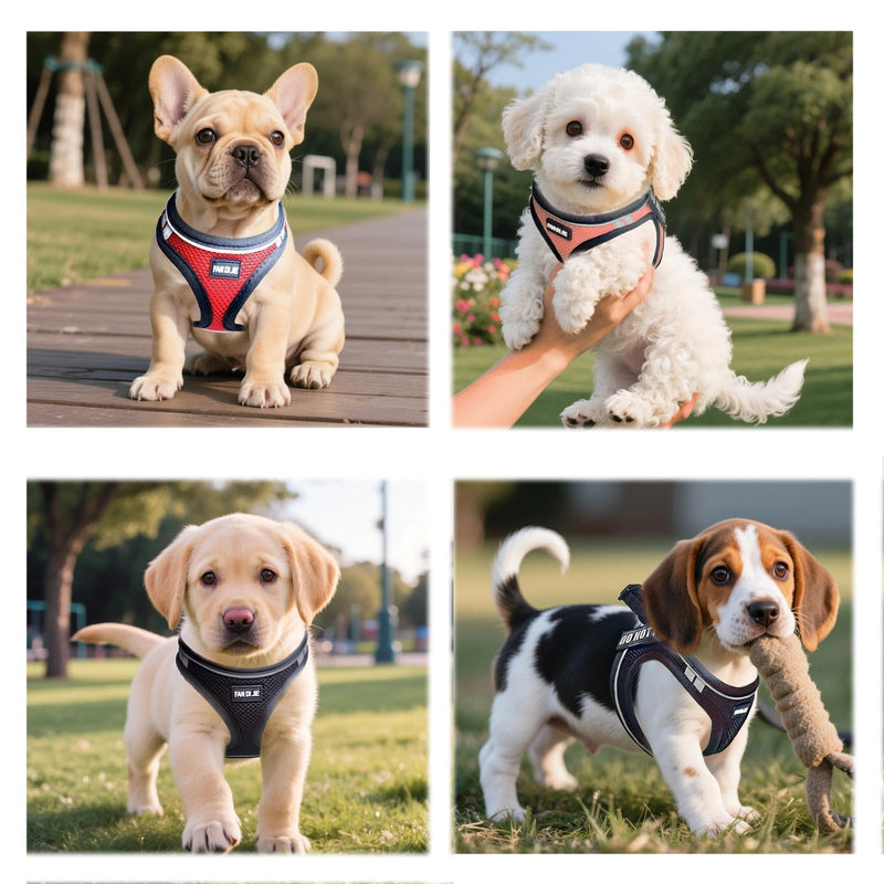 Service Dog Harness Vest Set Emotional Support Small Size Dog- 6PCS Removable Patches -Mesh Puppy Harness and Leash Set Training Pink-M M (Chest: 16 - 18") - PawsPlanet Australia
