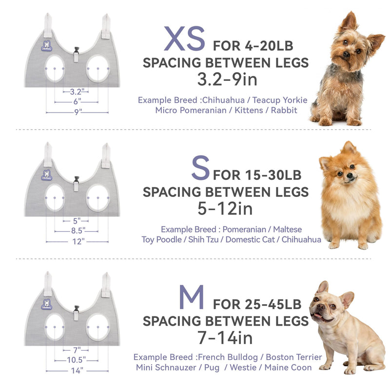 Dog Grooming Hammock Harness for Dogs & Cats with Pet Nail Clipper Trimmer - Cat Hanger Sling for Trimming Clipping Nails- Dog Hammock Restraint Bag for Small Medium Large pet （ Purple XS） XS ( Legs Distance :3.2-9" / Max W：20lb ) - PawsPlanet Australia