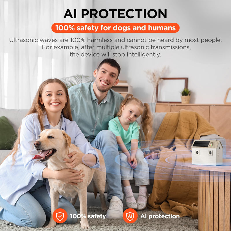 Ultrasonic Dog Bark Deterrent Devices,Anti Barking Device,Dog Barking Silencer Up to 50 FT,3 Modes,Solar and USB Dual Charging Function,Indoor Outdoor for Dogs Training & Behavior Aids,Beige beige(waterproof version) - PawsPlanet Australia