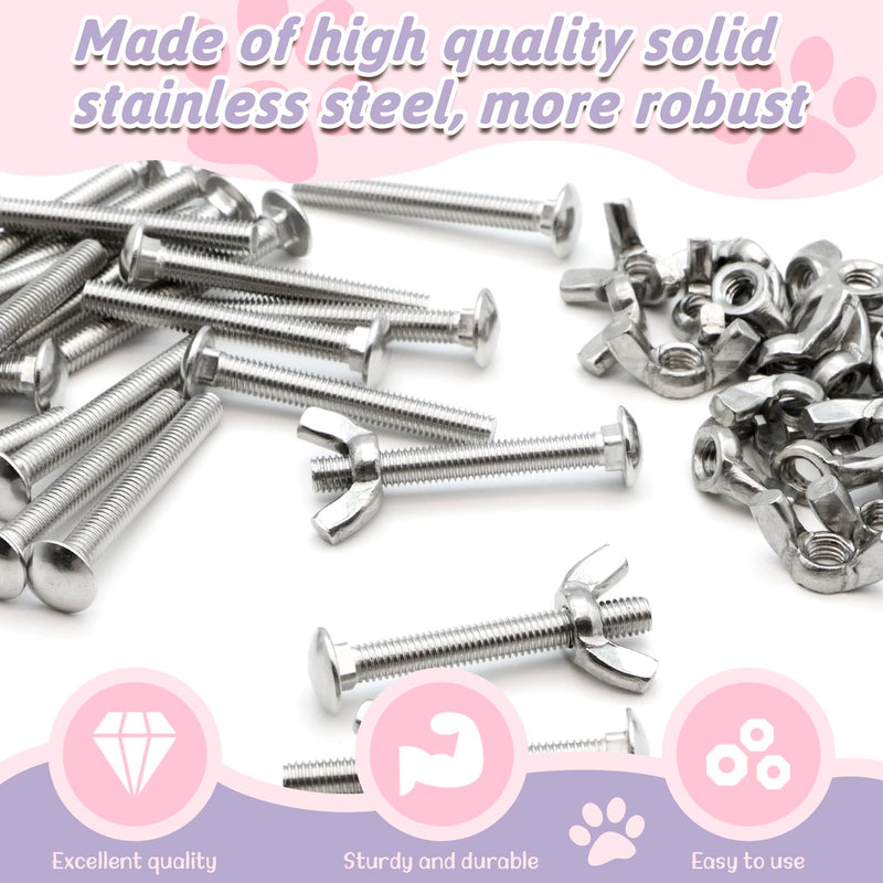 20 Sets Pet Carrier Replacement Fasteners Set - Heavy Duty Stainless Steel Bolts and Nuts for Kennel and Carrier - Dog and Cat Carrier Replacement Parts, M5×40-W - PawsPlanet Australia