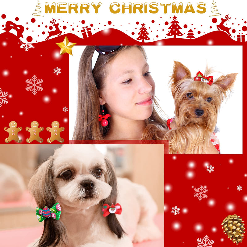 Weewooday 90 Pcs Christmas Dog Hair Bows Xmas Grooming Dog Hair Accessories Bows with Rubber Bands Pet Topknot for Xmas Party Decor Pet Gift Snowman Style - PawsPlanet Australia