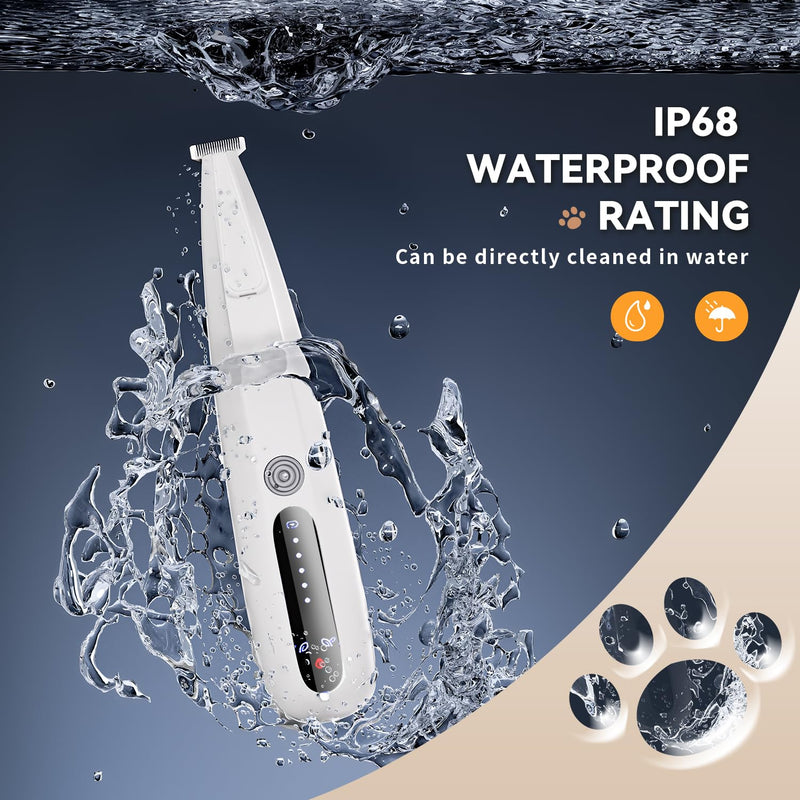 2025 New Pet Precision Trimmer, Dog Paw Trimmer with LED Light, Low Noise, IP68 Waterproof, Dual-Speed Motor, Suit for Trimming Paw, Ear, Face, Butt, Eyebrows, USB Rechageble White With Extra Blades - PawsPlanet Australia