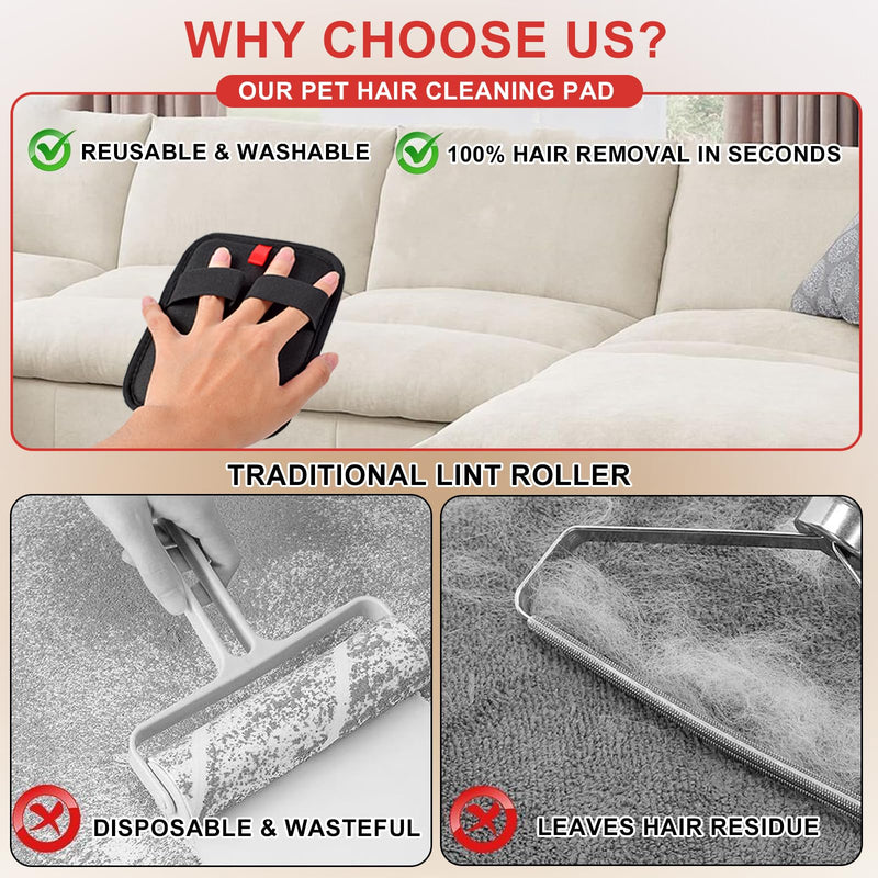 2 Pcs Pet Hair Removal Glovem, Electrostatic Cats and Dogs Pet Hair Removal Tool, Reusable Quick De-Shedding Gloves for Couch, Clothing, Carpet, Furniture, Car Seats - PawsPlanet Australia