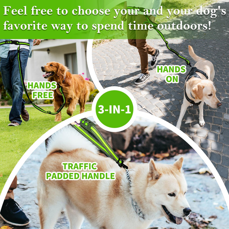 Hands-Free Dog Leash, Waist Leash for Dog Walking Hiking Running, 6.07-8.2ft Long Waist, Suitable for Puppy Medium and Large Dogs(Blue) Green - PawsPlanet Australia