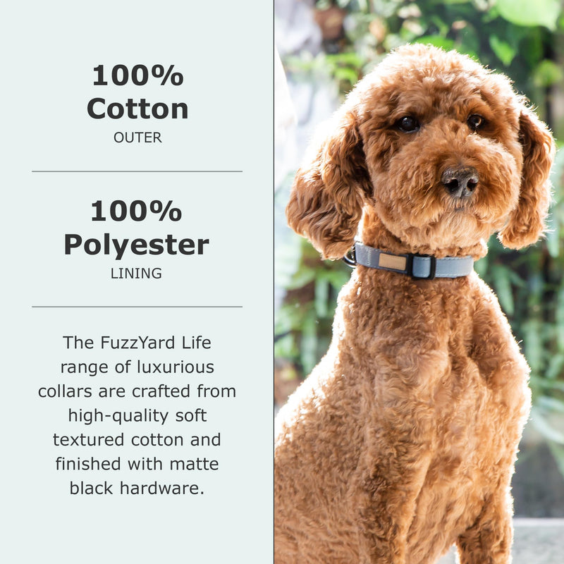 FuzzYard Life Dog Collars | Size M | Stylish Premium Cotton Design in Slate Grey Perfect for Everyday Wear Medium Slate Gray