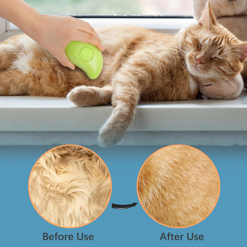 GIGART Cat Steam Brush, Pet Grooming Brush with Steam Technology, Self Cleaning Brush for Massage, Removing Tangled and Loose Hair, for Cat and Dog (Green) Green - PawsPlanet Australia