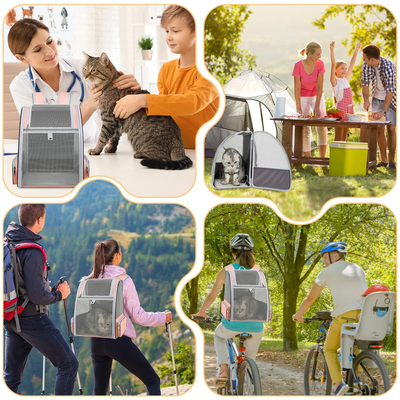 Cat Backpack Carrier Large Pet Backpack for Small Dog Medium Cat Puppy Kitten Bunny up to 15lbs, Ventilated Mesh Dog Collapsible Travel Backpack for Hiking Walking Outdoor pink - PawsPlanet Australia