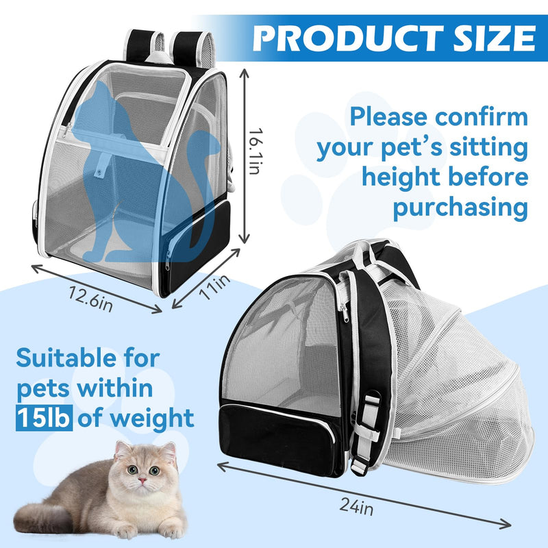 Cat Backpack Carrier,Expandable Pet Carrier Backpack for Cat and Small Dogs,for Hiking, Camping and Travelling Use,Collapsible Carrier with Breathable Mesh,Gray - PawsPlanet Australia