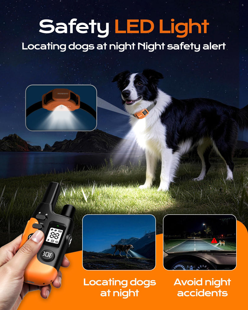 Jugbow Dog Shock Collar- 4200FT Dog Training Collar with Remote for 10-120lbs Small Medium Large Dog, IPX8-Waterproof Rechargeable E-Collar with LED Light Orange&Black