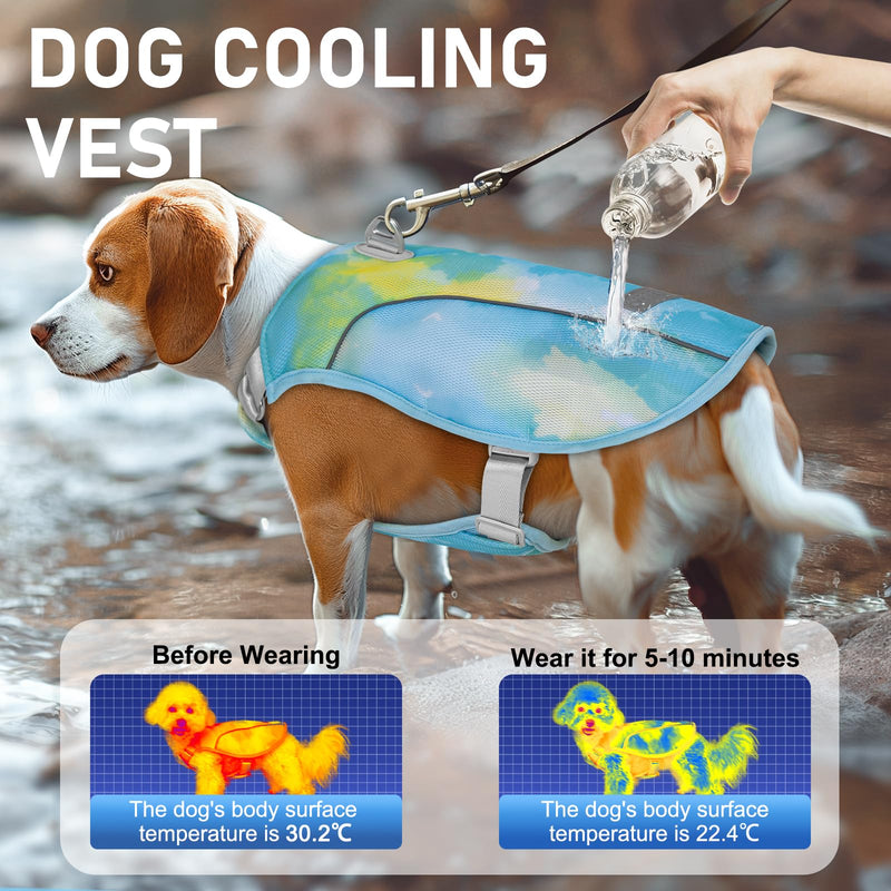 KYEESE Dog Cooling Vest, Breathable Mesh Dog Cooling Shirt for Small Dogs with D-Ring, Sun Protection Reflective Dogs Cooler Jacket with Adjustable Buckle for Summer Hiking Walking, Blue, S Small (Pack of 1) - PawsPlanet Australia