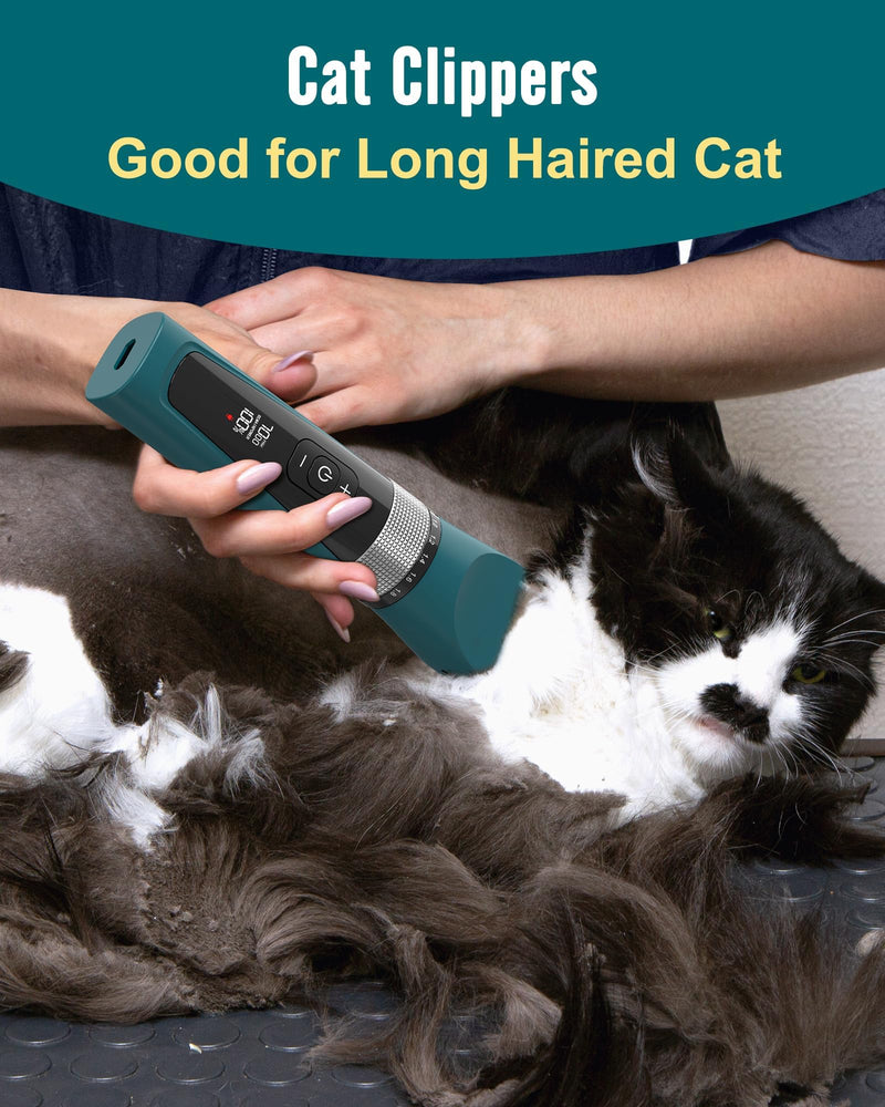 oneisall Cat Clippers for Matted Fur, 5-Speed Quiet Cordless Cat&Dog Grooming Clippers for Long Hair,IPX6 Waterproof Dog Trimmer Shaver for Dogs Cats Animals Green - PawsPlanet Australia