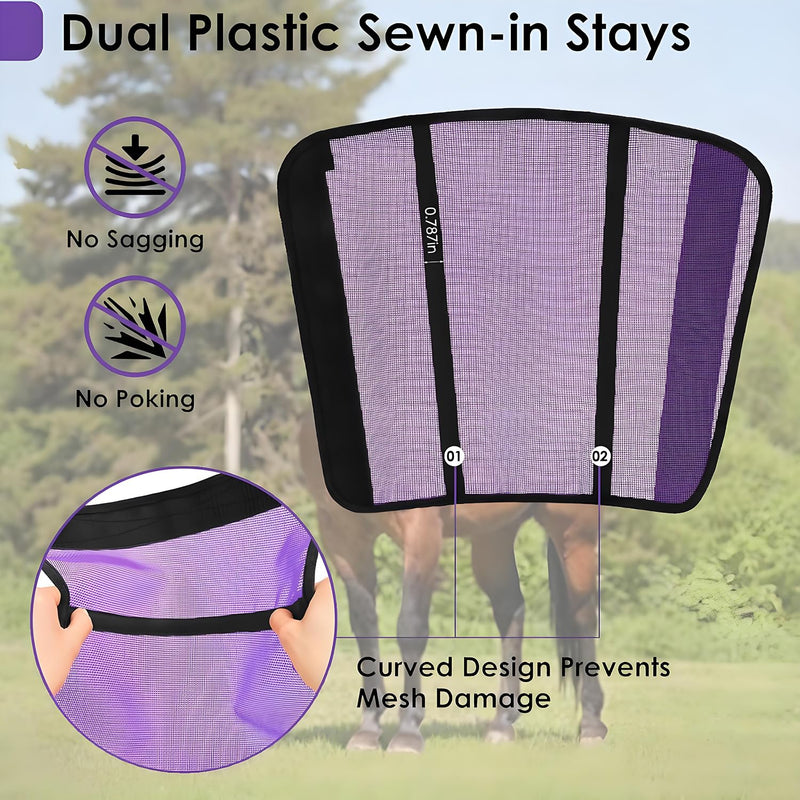 Horse Fly Boots - Breathable Mesh Protection Set of 4, Comfortable Horse Leggings, Equine Supplies for Horses, Reduces Stomping & Leg Fatigue (Purple) - PawsPlanet Australia