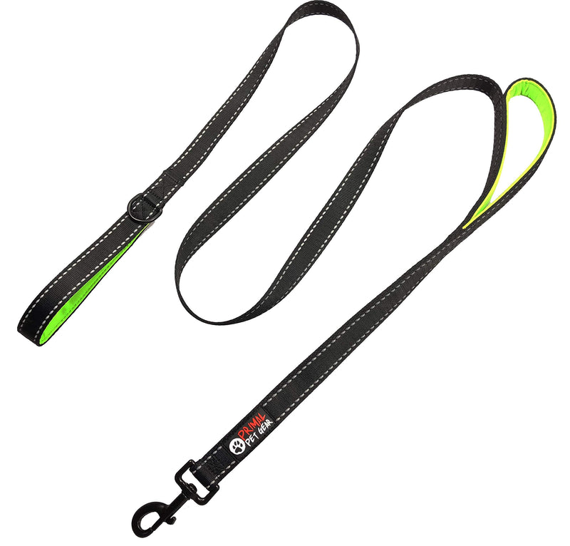 Dog Leash 6ft Long,Traffic Padded Two Handle,Heavy Duty,Reflective Double Handles Lead for Control Safety Training,Leashes for Large Dogs or Medium Dogs,Dual Handles Leads(Black) Black-Green - PawsPlanet Australia