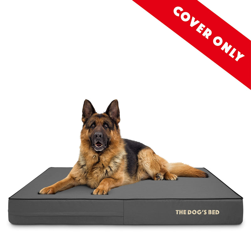 The Dog's Bed Replacement Outer Cover ONLY (Outer Cover ONLY - NO Bed, NO Waterproof Inner) for The Dog's Bed, Washable Oxford Fabric, Extra Large 6 Inches (Grey with Black Piping) Grey with Black Trim XL Spare Cover (6" Deep) - PawsPlanet Australia