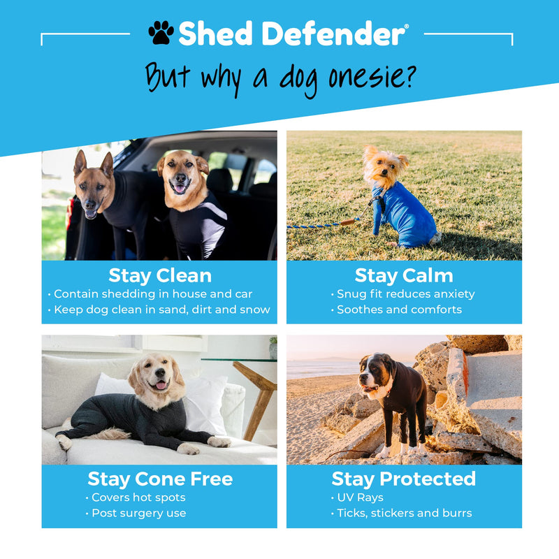 Shed Defender Recovery Suit for Dogs - Seen on Shark Tank, Post-Surgery Dog Onesie, Vet Approved, Anxiety Shirt, E-Collar Alternative, Calming Vest Jacket, Covers Hot Spots & Abdominal Wound, Bodysuit L (41 - 60 lbs) Heather Grey - PawsPlanet Australia