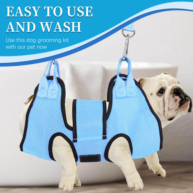 PatiencET Dog Grooming Hammock for Nail Trimming Pet Hammock for Small Dogs with Security Strap Cat Sling for Nail Clipping with Clippers Nail File and Pet Comb (Cerulean S) Cerulean - PawsPlanet Australia